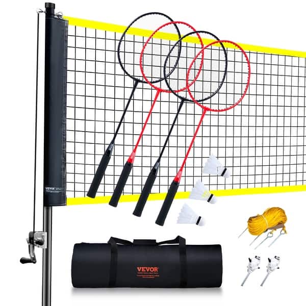 slide 2 of 14, VEVOR Badminton Net Set, Outdoor Backyard Beach Park Badminton Net, Portable Badminton Equipment Set, Adults Kids Badminton Net 4-inch side sleeves