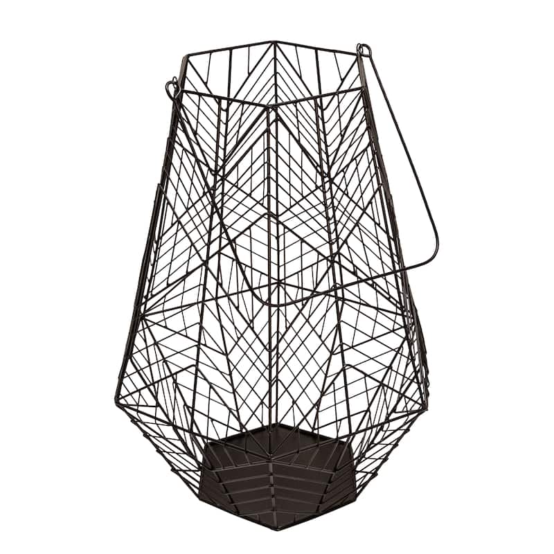 Metal 24" Wire Lantern, Black 24.0"H - 16.0" x 16.0" x 24.0" - 16.0" x 16.0" x 24.0" - Black