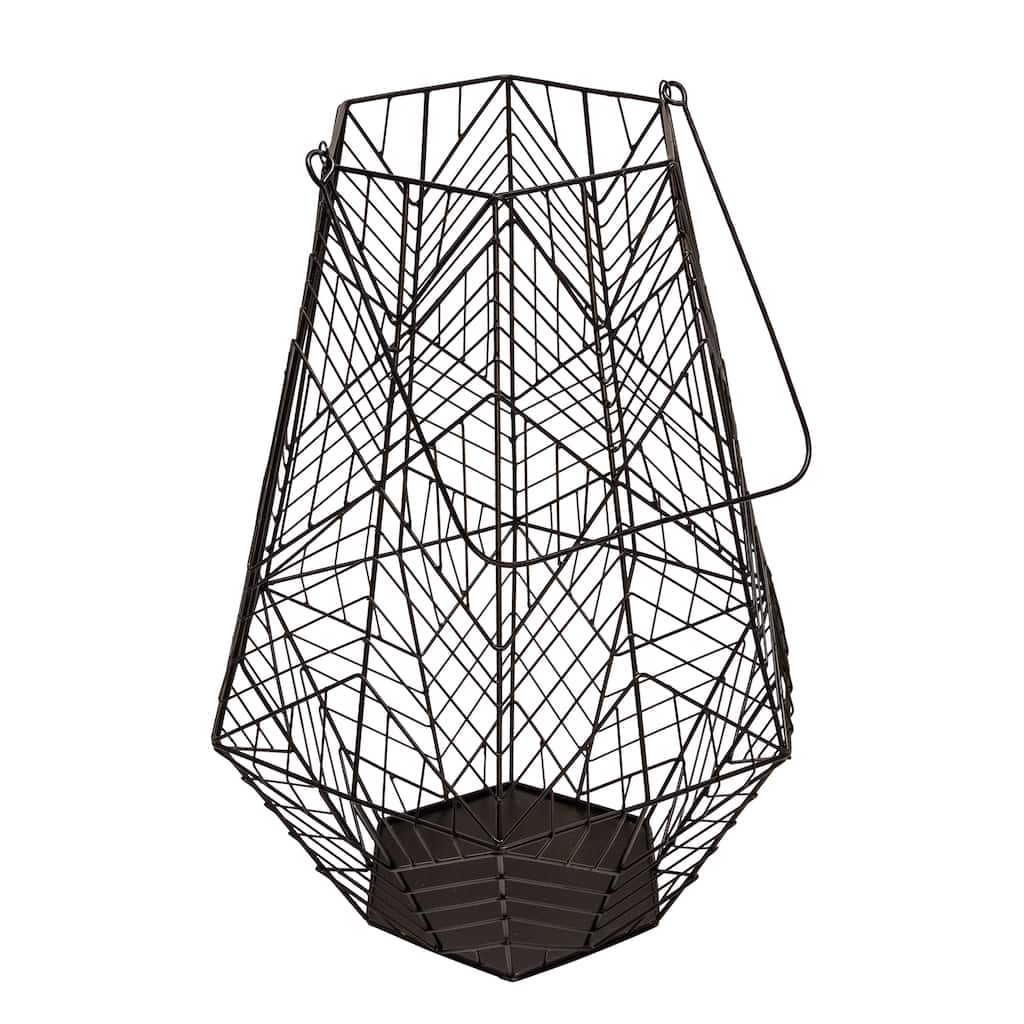 Metal 24" Wire Lantern, Black 24.0"H - 16.0" x 16.0" x 24.0"