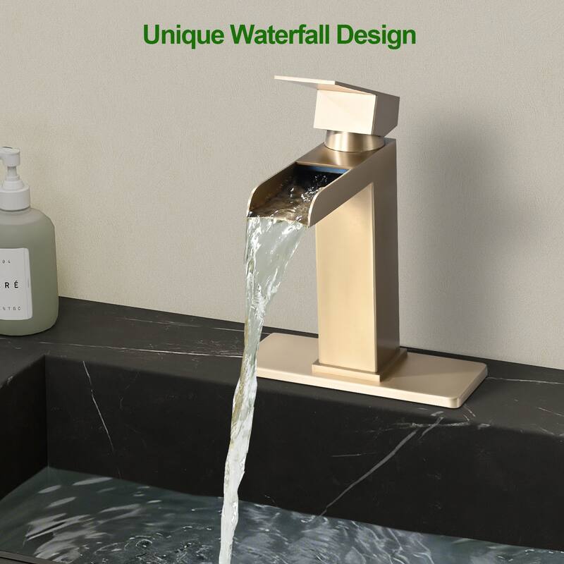 Topcraft Single Handle Waterfall Bathroom Faucet with Baseplate