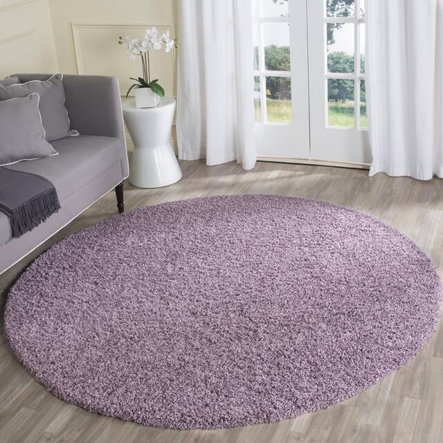 SAFAVIEH Laguna Shag Verdiana Solid Color 2-inch Thick Shag Rug - 6'7" Round - Purple