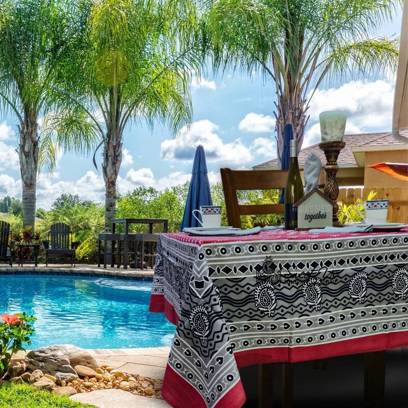 Calla Paisley Floral Cotton Tablecloth Rectangle