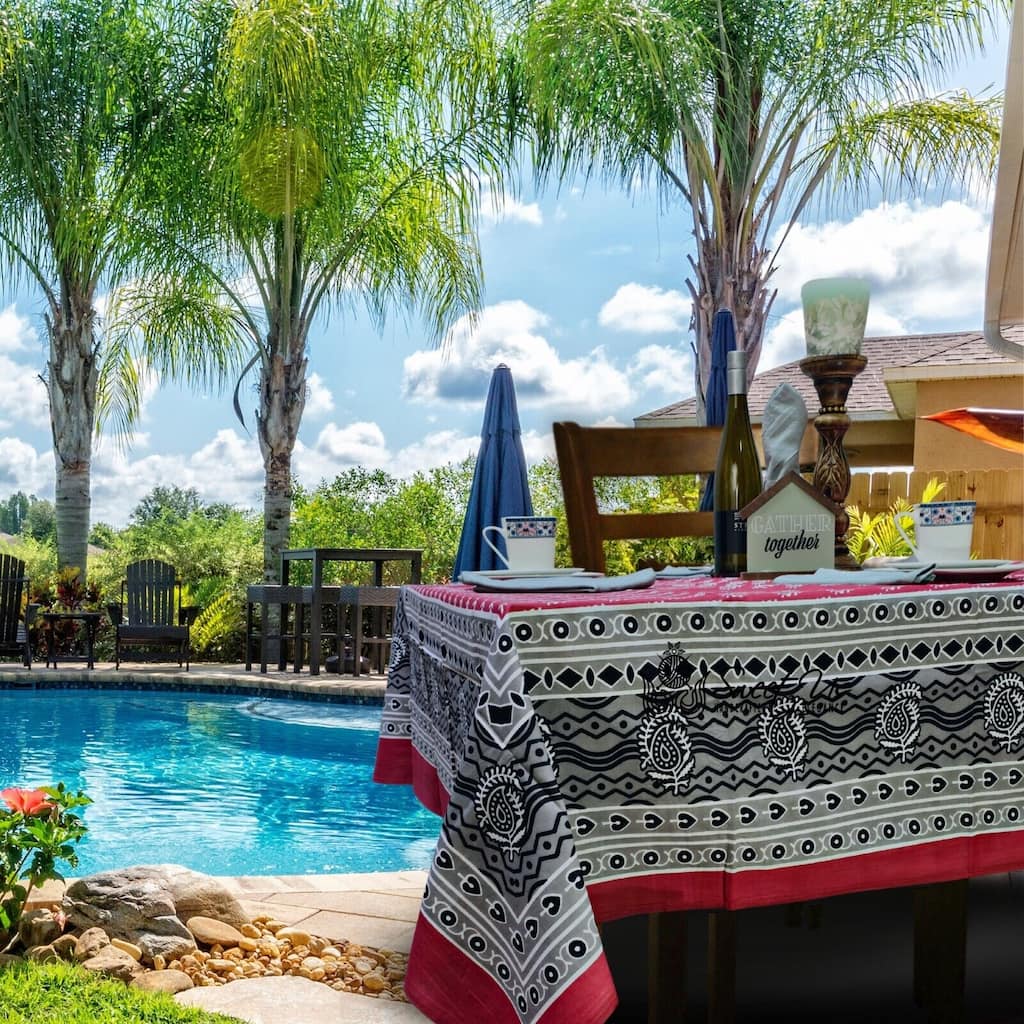 Calla Paisley Floral Cotton Tablecloth Rectangle