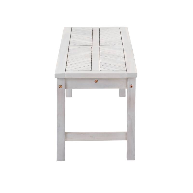 Walker Edison Elephant Point Acacia Wood Chevron Bench