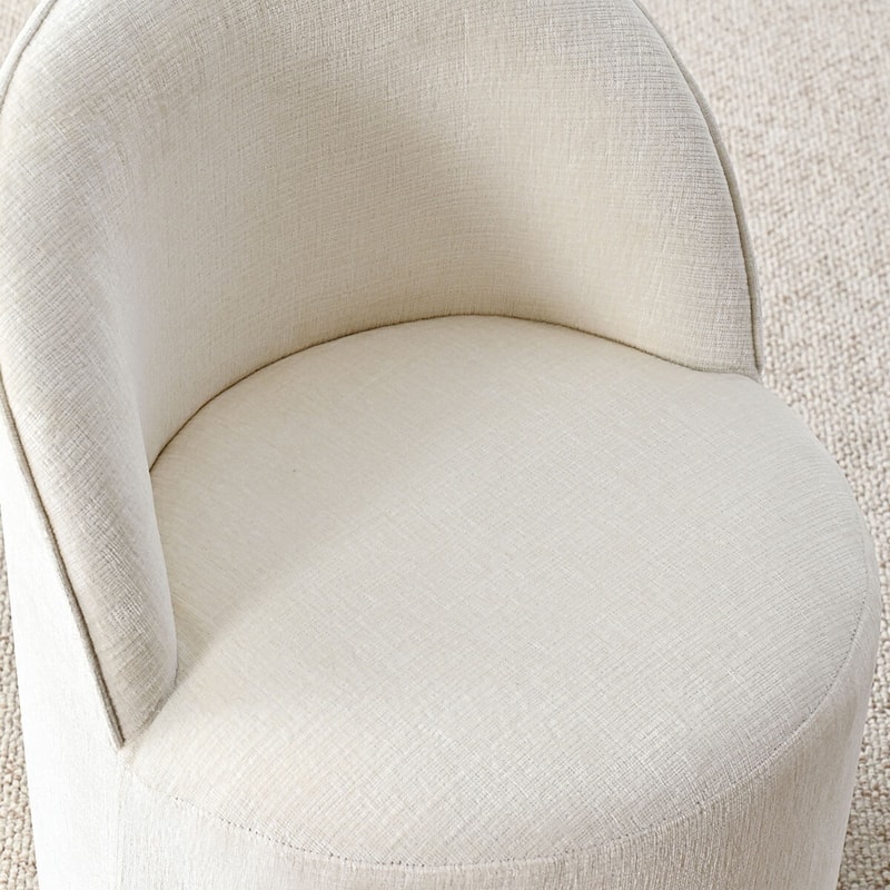 Upholstered Chenille Barrel Accent Chair with Castors(Set of 2)