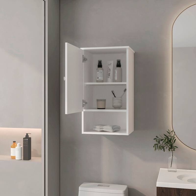 Medicine Cabinet with Single Door, Soft Close System and 3 Storage Shelves, Easy Assembly, Bathroom