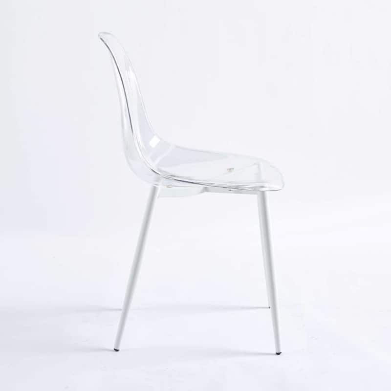 19.68 in.W Dining Chair Set of 4 Metal Leg Plastic Seat