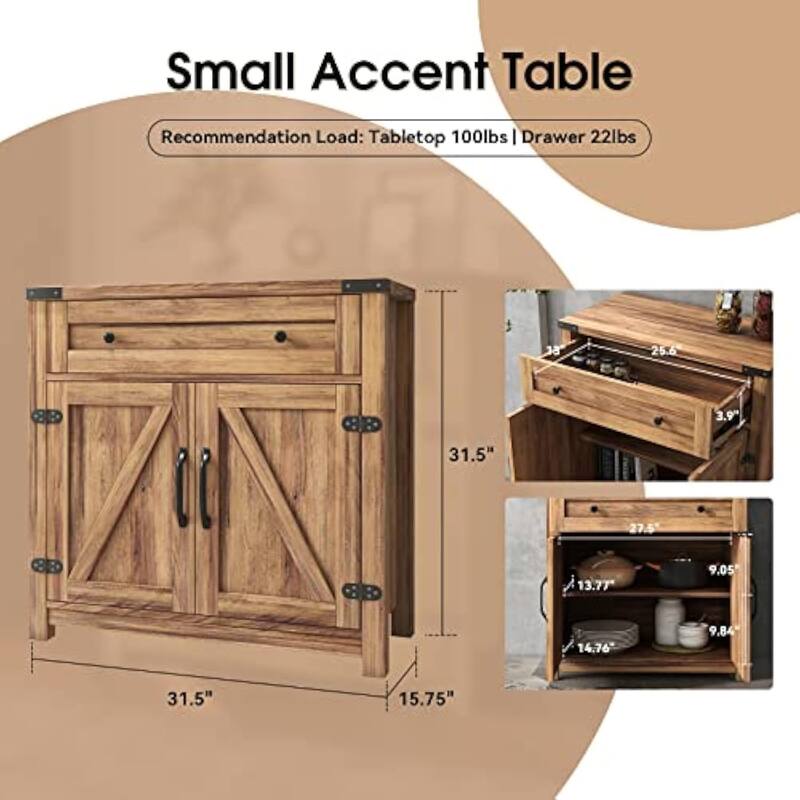Farmhouse Cabinet with Drawers and Doors 31.5 inch - 15.75"D x 31.5"W x 31.5"H