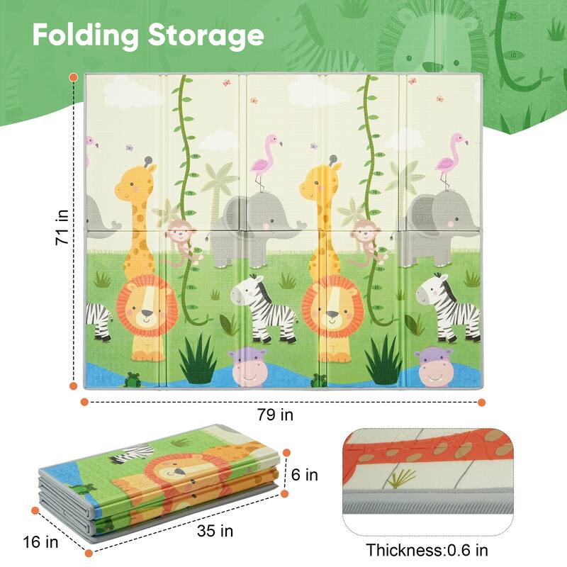ZENOVA Foldable Baby Play Mat, Waterproof Activity Playmats for Baby