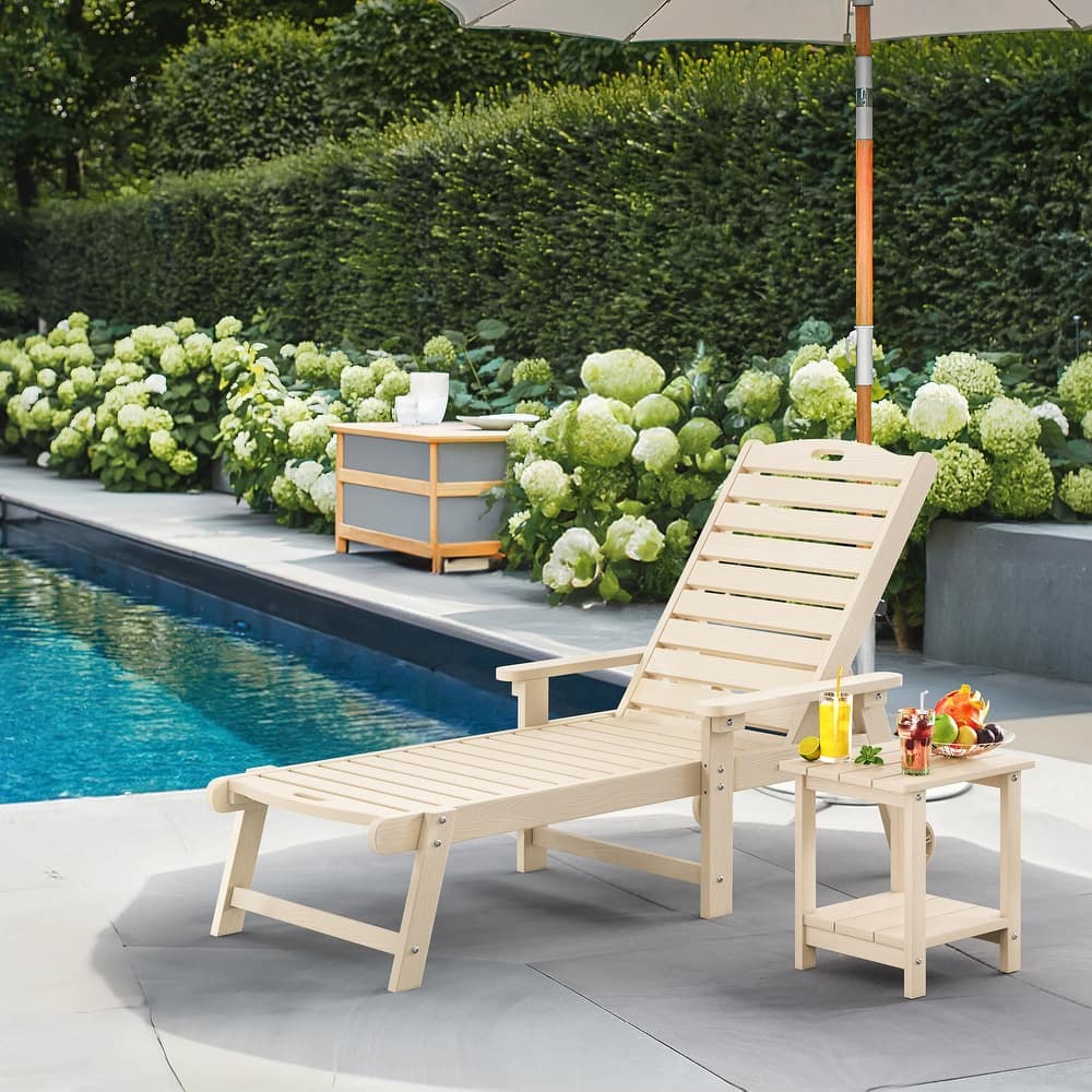 HDPS All Weather Outdoor Chaise Lounge With Side Table (2-piece Set)