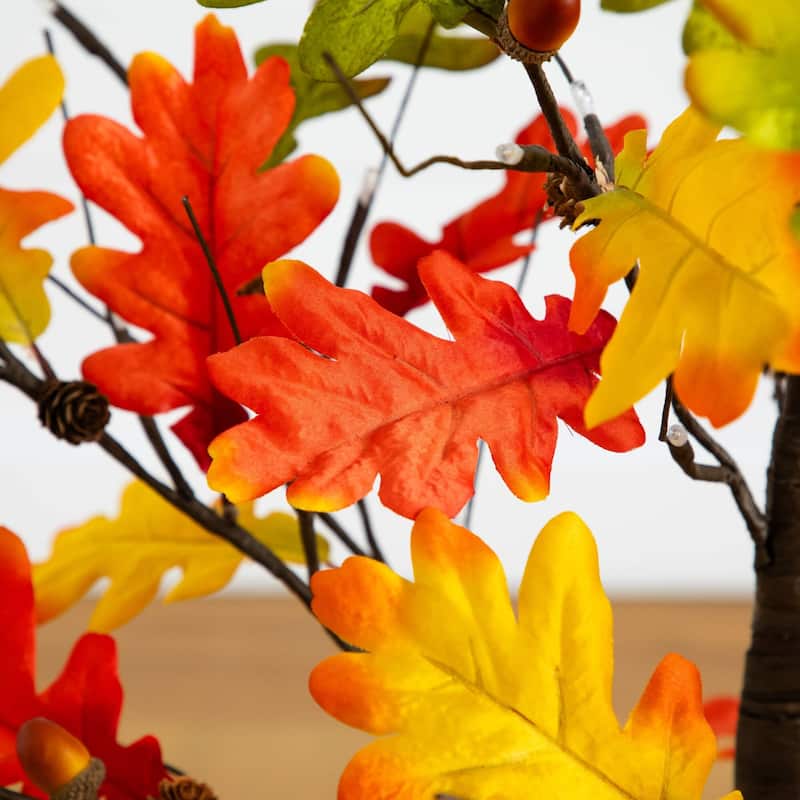 Pre-Lit Artificial Maple Fall Tree with Acorns and Pinecones - 4' - LED Lights