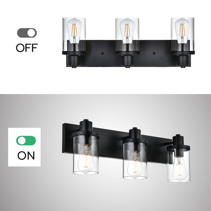 3 Light Bathroom Vanity Lighting with Clear Glass Shade