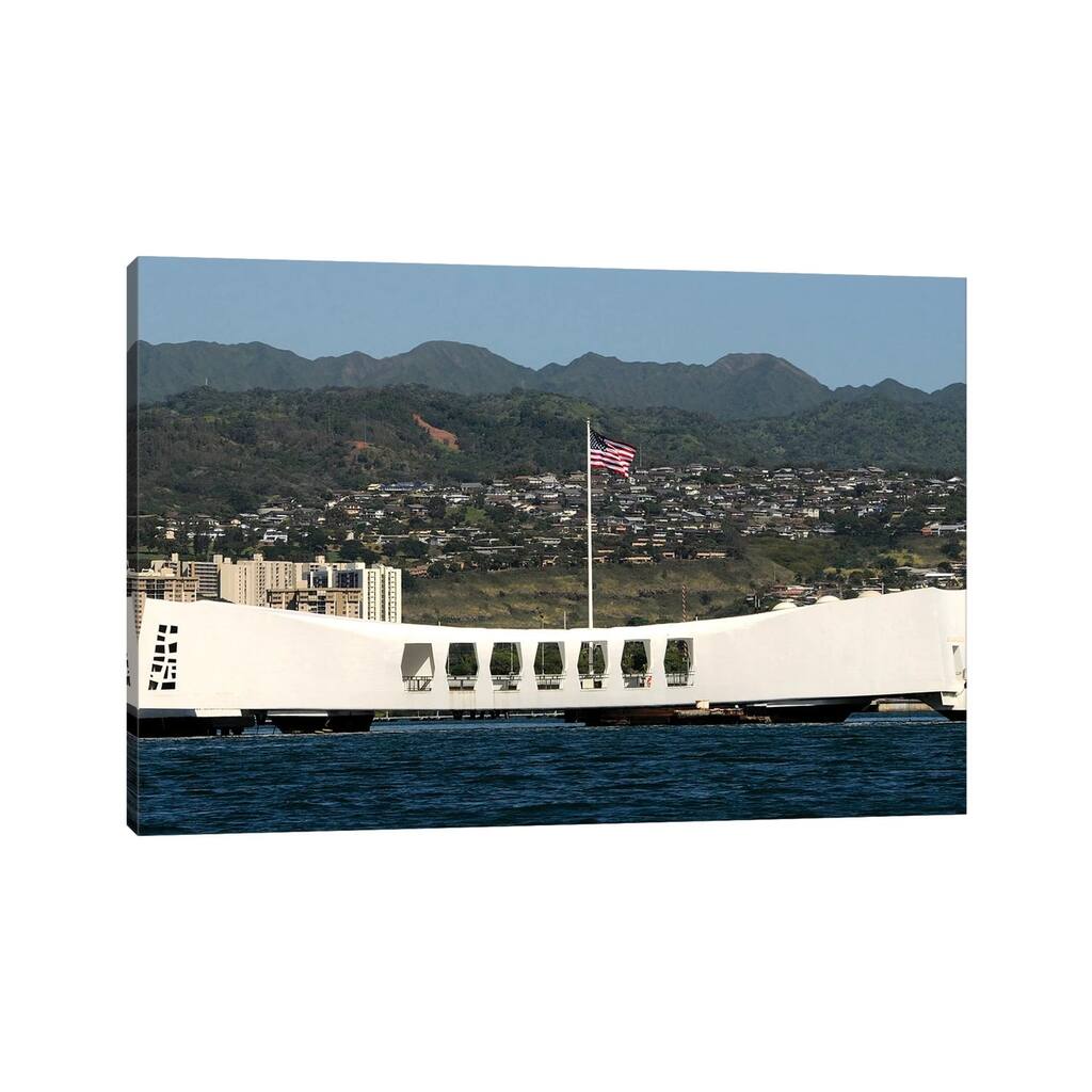 iCanvas "The Ensign Flies Over The Arizona Memorial" by Stocktrek Images Canvas Print