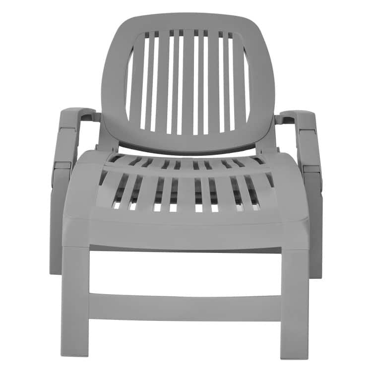 Adjustable Patio Sun Lounger with Weather Resistant Wheels - 65.5" x 29" x16.5"-37" (L x W x H)