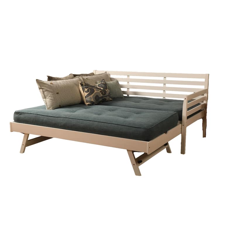Somette Boho Daybed and Pop Up Bed in White with Mattresses