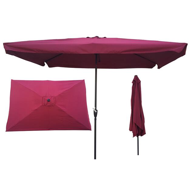 10 x 6.5ft Patio Outdoor Market Table Umbrellas with Crank and Push Button Tilt for Garden Pool Shade Swimming Pool Market - Burgundy