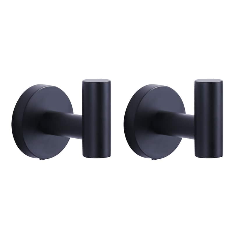 WOWOW Stainless Steel J-Hook Robe/Towel Hook 2 PCS - Matte Black