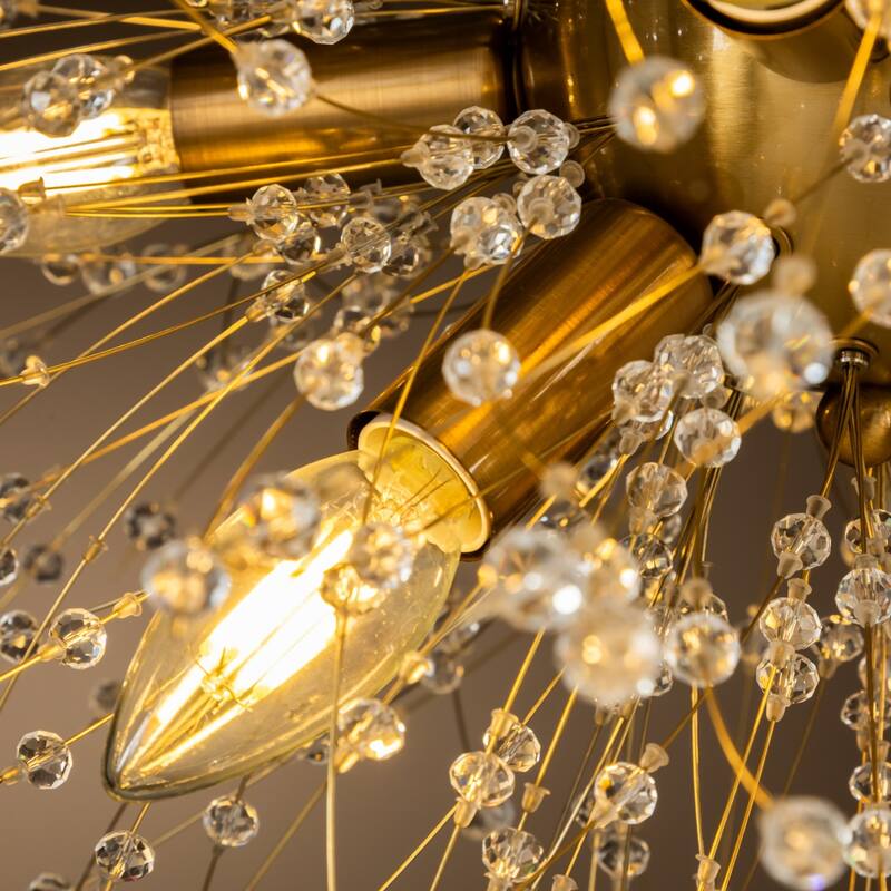 8-Lights Modern Decor Firework Crystal Chandelier Light Fixture Glam Pendant Lighting Bulb Include-OB