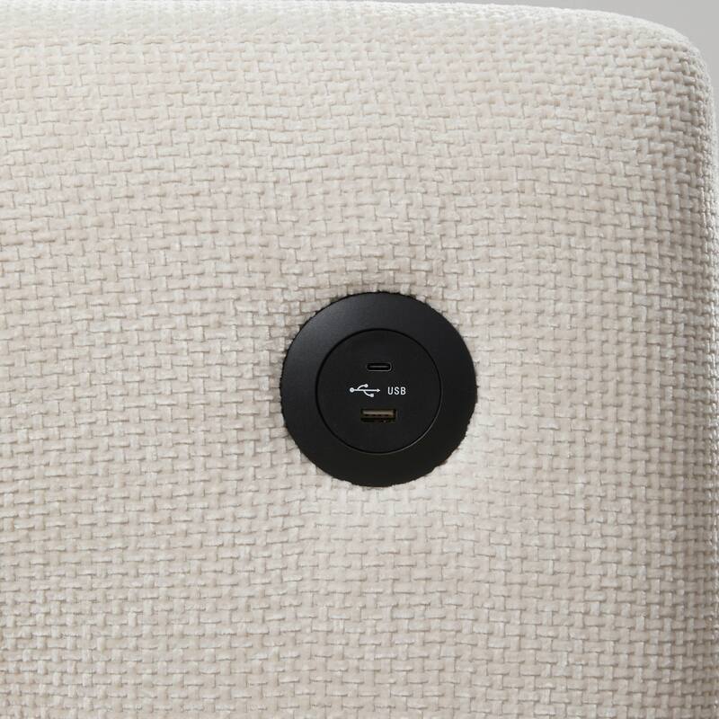 42" Wide Seat Chenille Armchair - Dual USB Ports, Pull-Line Tufted Design & High-Density Foam Cushion
