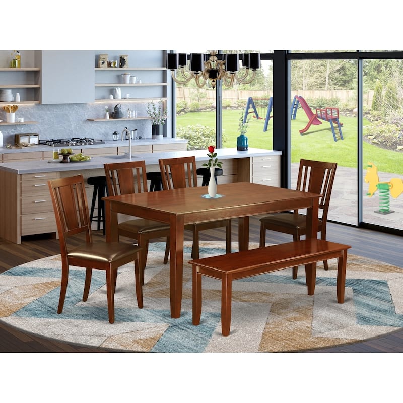Vintage Dining Set - Table & 4 Chairs with Bench - Elegant Kitchen Set
