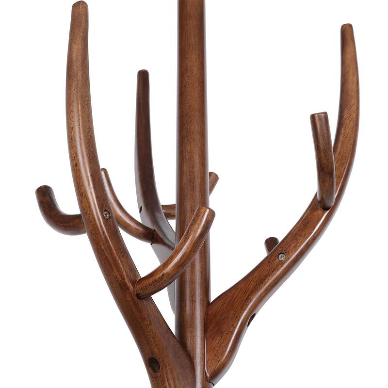 Adjustable Tree-branch Coat Rack Freestanding, Rubberwood Coat Tree - 16.54"Dia. x 71.65"H