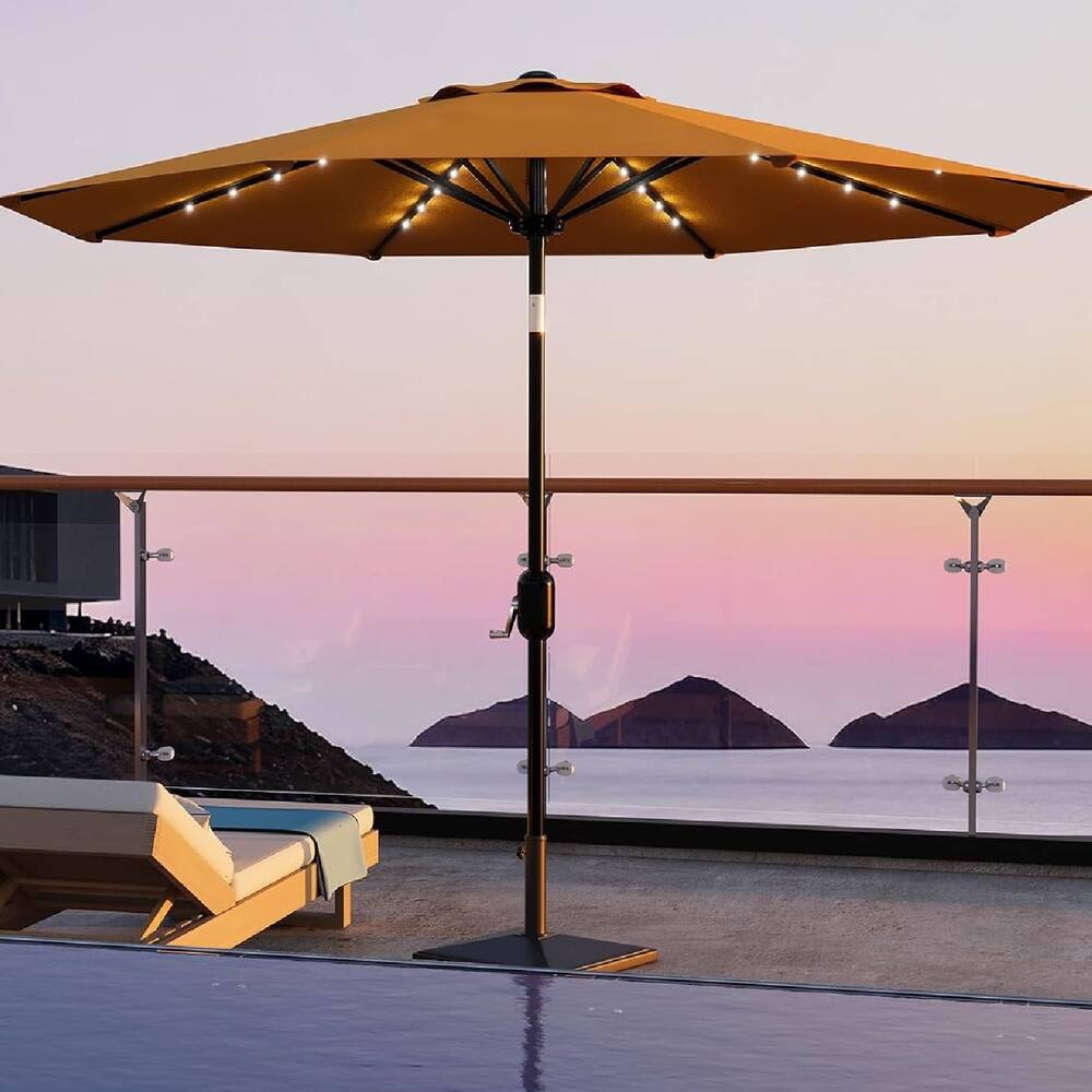 10 FT Outdoor Table Patio Umbrella, Waterproof UV Protection with Solar Lights