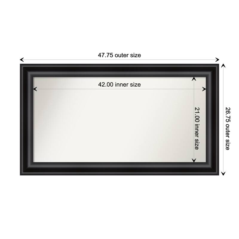 Grand Black Framed Non-Beveled Custom Wall Mirror, Bathroom Vanity Mirror - Outer Size: 47.75 x 26.75