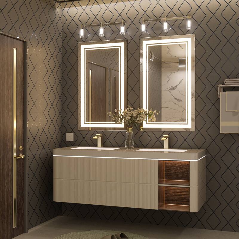 Keonjinn LED Front Light Bathroom Vanity Wall Mirror, 3 Color Temperatures, Anti-fog