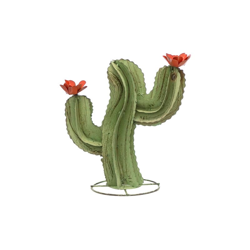 Rustic Arrow Green Curvy Metal Cactus