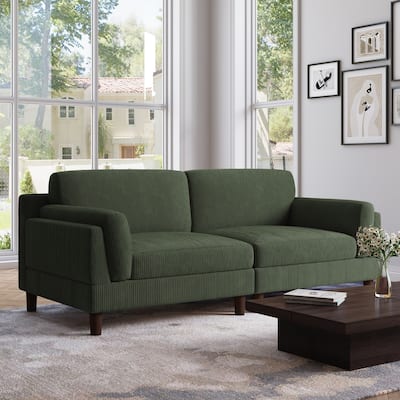 90.2"W Corduroy Upholstered 2 Seater Living Room Sofa