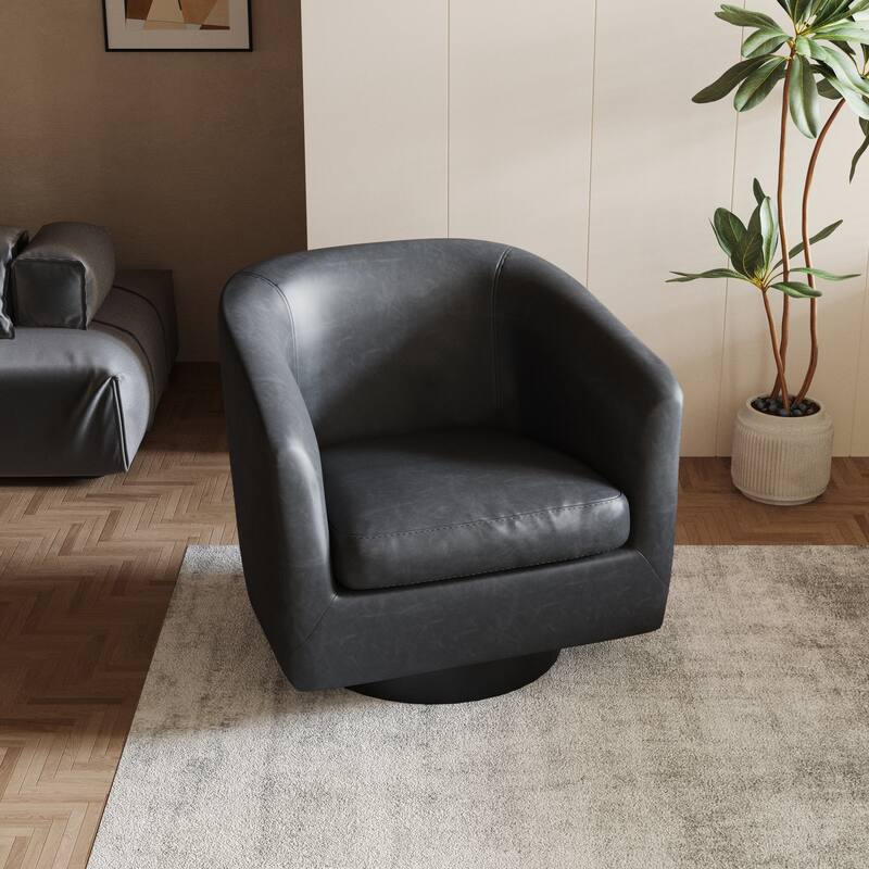 Round Barrel Armchair 360-Degree Swivel Accent Chairs