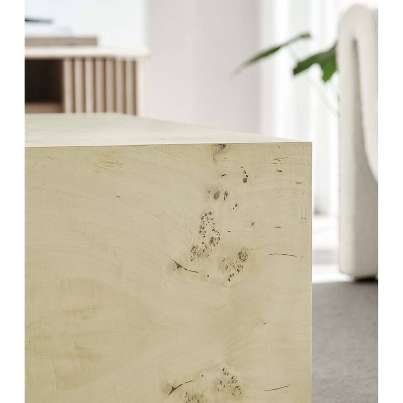 Penrod Mid-Century Burl Wood Square Coffee Table