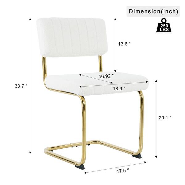 dimension image slide 0 of 2, Teddy Dining Chair Set of 2 with Upholstered Back Accent Chair and C-Shaped Metal Legs Vanity Chair, Student Desk Chair