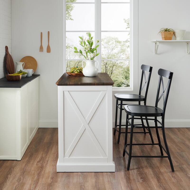 Crosley Clifton Kitchen Island W/Camille Stools - 50"d x 47.75"w x 36.25"h