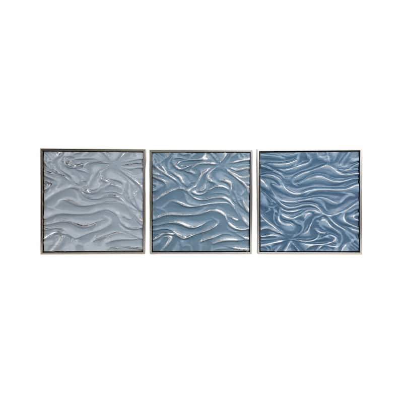 Canvas Art Wall Decor Textured Coastal Design (Set of 3) - 20" Silver