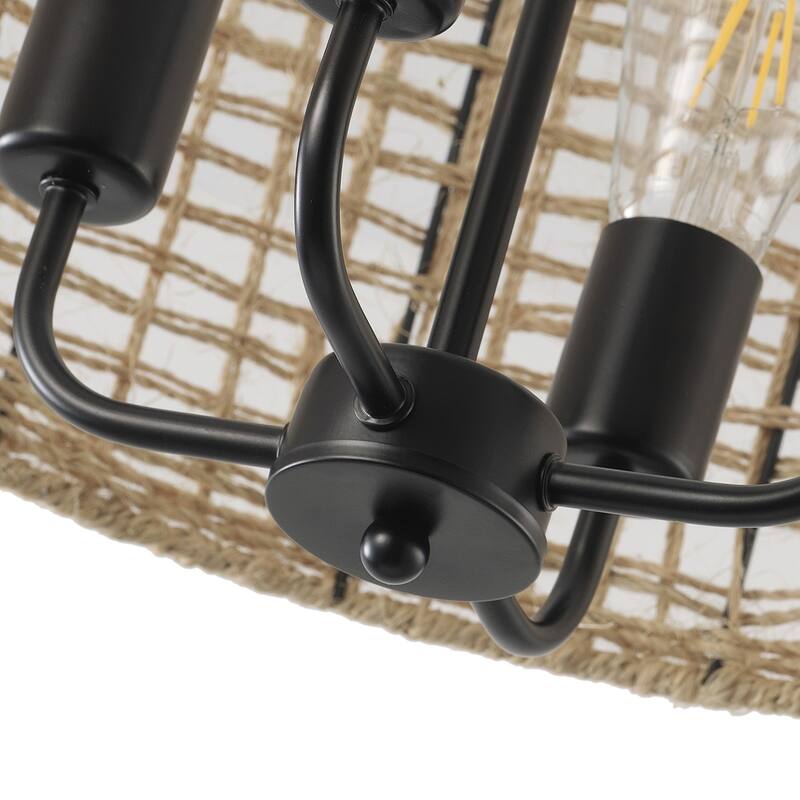 Retro Vintage 4-Light Personality Hemp Rope Pendant Lighting Fixture