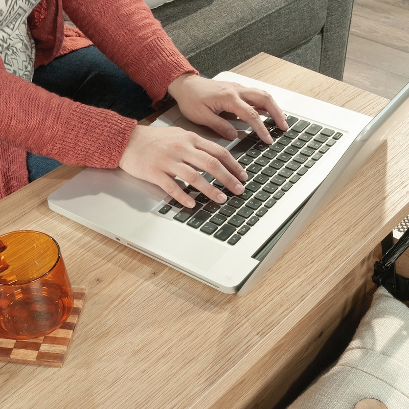Wood Lift-Top Coffee Table with 1 drawer, Brown - 35.28" L x 31.26" W x 16.18" H