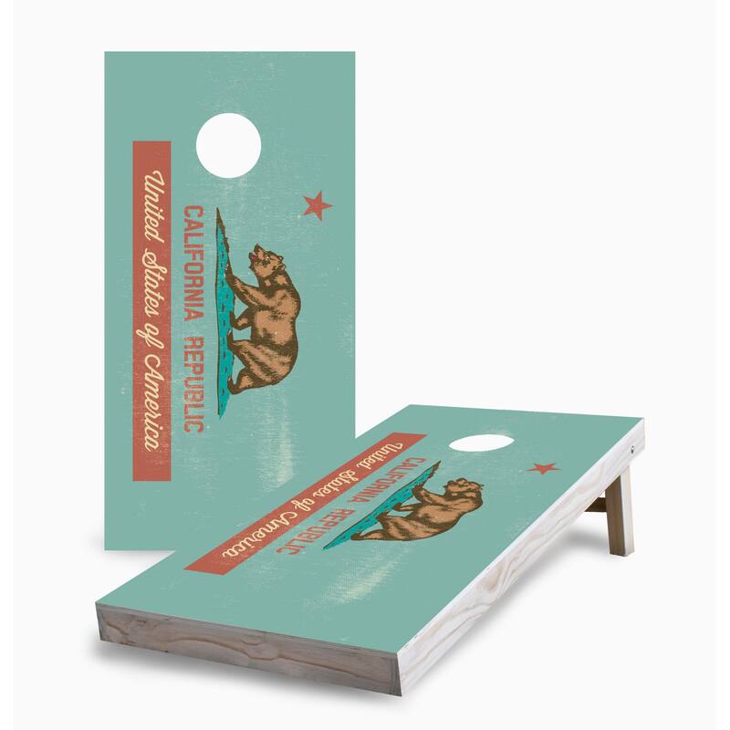 Vintage California State Flag Corn Hole Board Set - 16 Years and Up