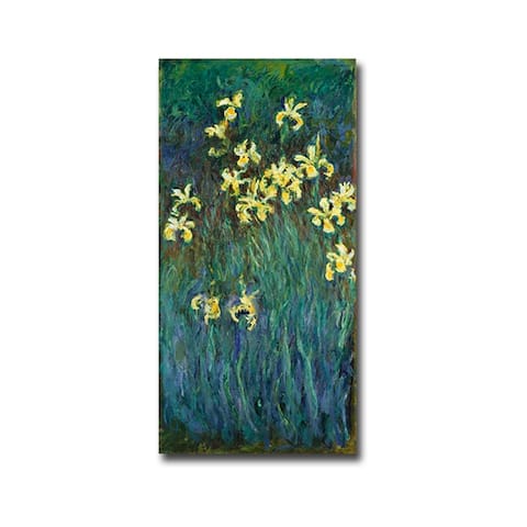 Yellow Irises by Claude Monet Gallery Wrapped Canvas Giclee Art (36 in x 18 in)