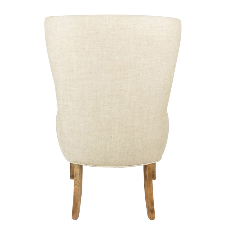 Ivory Upholstered Oak Wood Wingback Occasional Chair by East at Main
