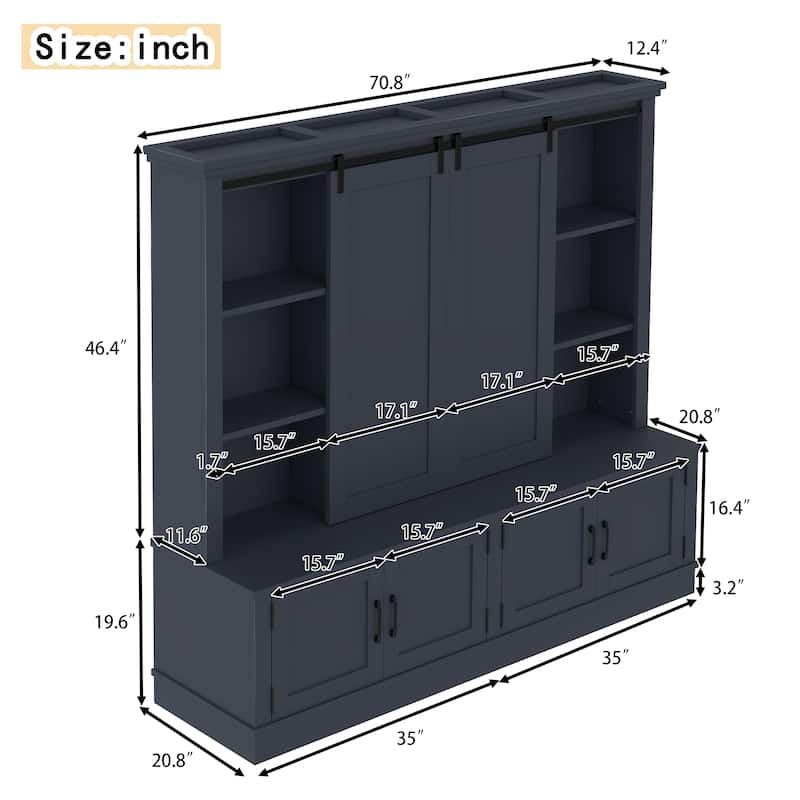 Multifunctional Entryway Cabinet with Sliding Rails, Tree-Shaped Design Storage Unit for Living Room and Hallway