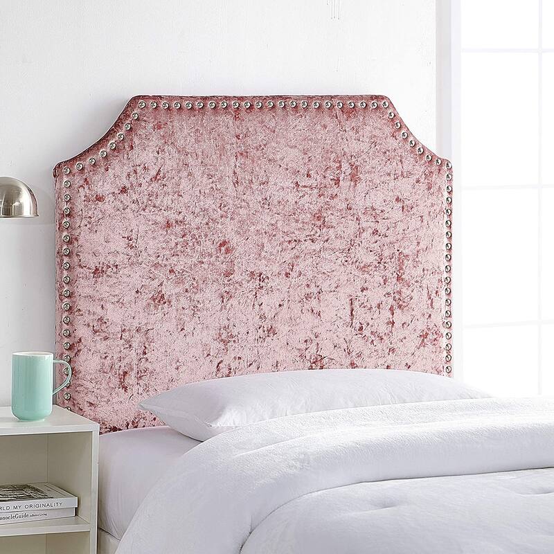 Bevel Tacked Plush College Headboard with Legs - Velvet Crush