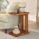 Solid Wood C Shaped Side Table for Couch