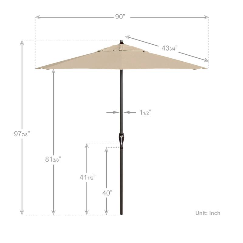 California Umbrella 7.5' Round Crank Lift Auto Tilt 8 Rib Aluminum Patio Umbrella, Bronze Finish, Olefin Royal Blue Fabric