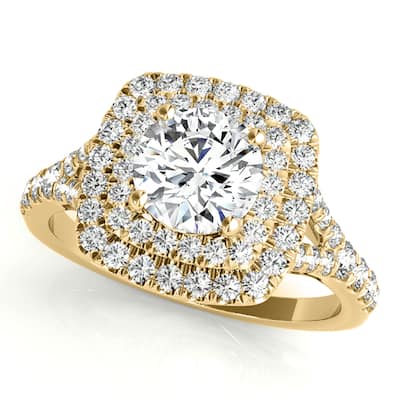 Auriya 14k-Yellow Gold Lab Grown Round Diamond Halo Engagement Ring 0.50 to 5.00 ct. tw. (F-G VS)