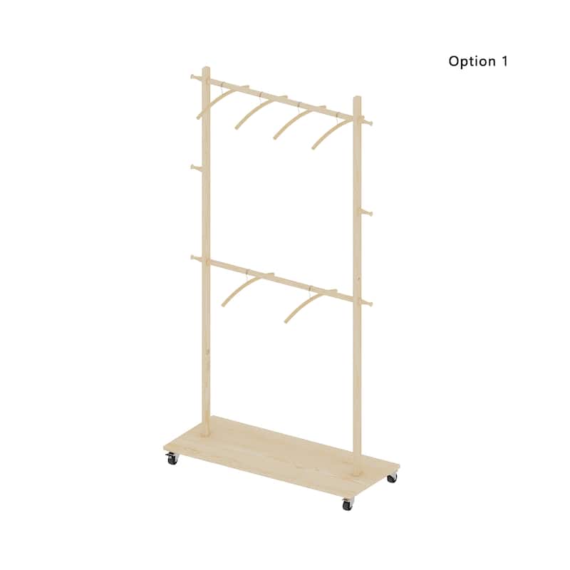 Simple Style Garment Rack with Freestanding Single Rod, Multifunctional Design, Adjustable NonSlip Feet, for Bedroom, Black