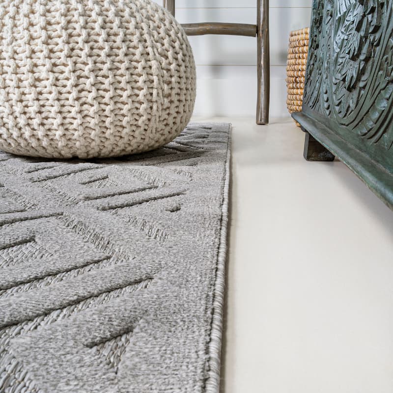JONATHAN Y Ankara Neutral Diamond Trellis Indoor/Outdoor Area Rug