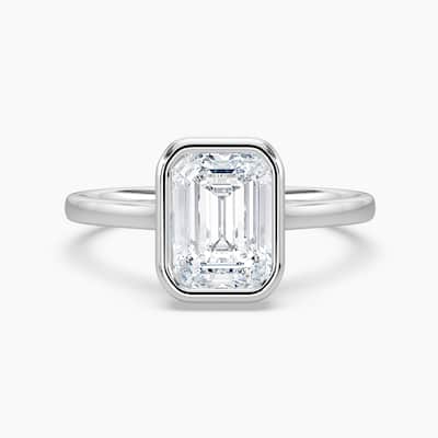 Auriya 14k Gold Lab Grown Emerald Diamond Bezel Unique Hidden Halo Engagement Ring 1.00 to 5.00 ct. tw. (F-G, VS)