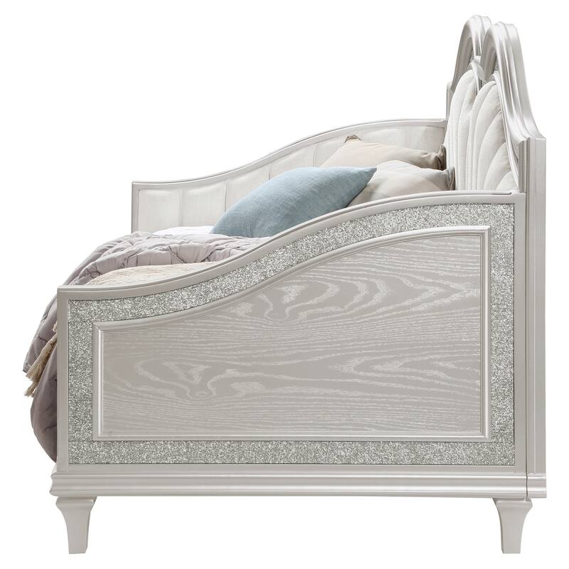 Aurelia Sliver Oak and Ivory Upholstered Twin Daybed
