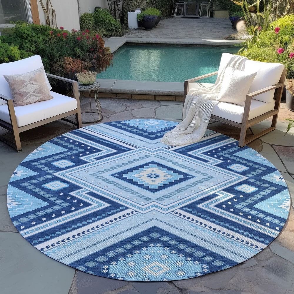 Machine Washable Indoor/ Outdoor Global Boho Chantille Rug